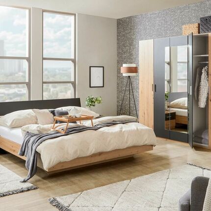 Moderne Schlafzimmer-Einrichtung in Eiche und Anthrazit