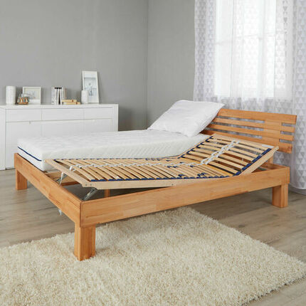 Holz-Doppelbett mit verstellbarem Lattenrost
