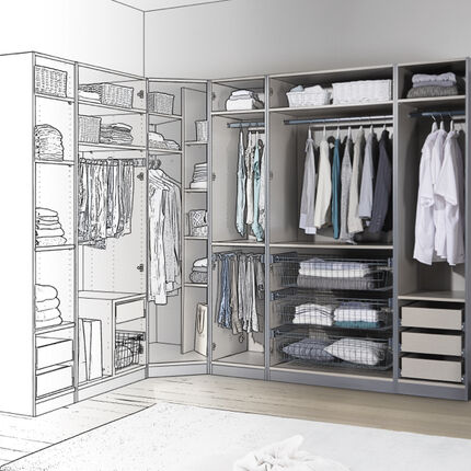 3D-Skizze eines Eckschranks